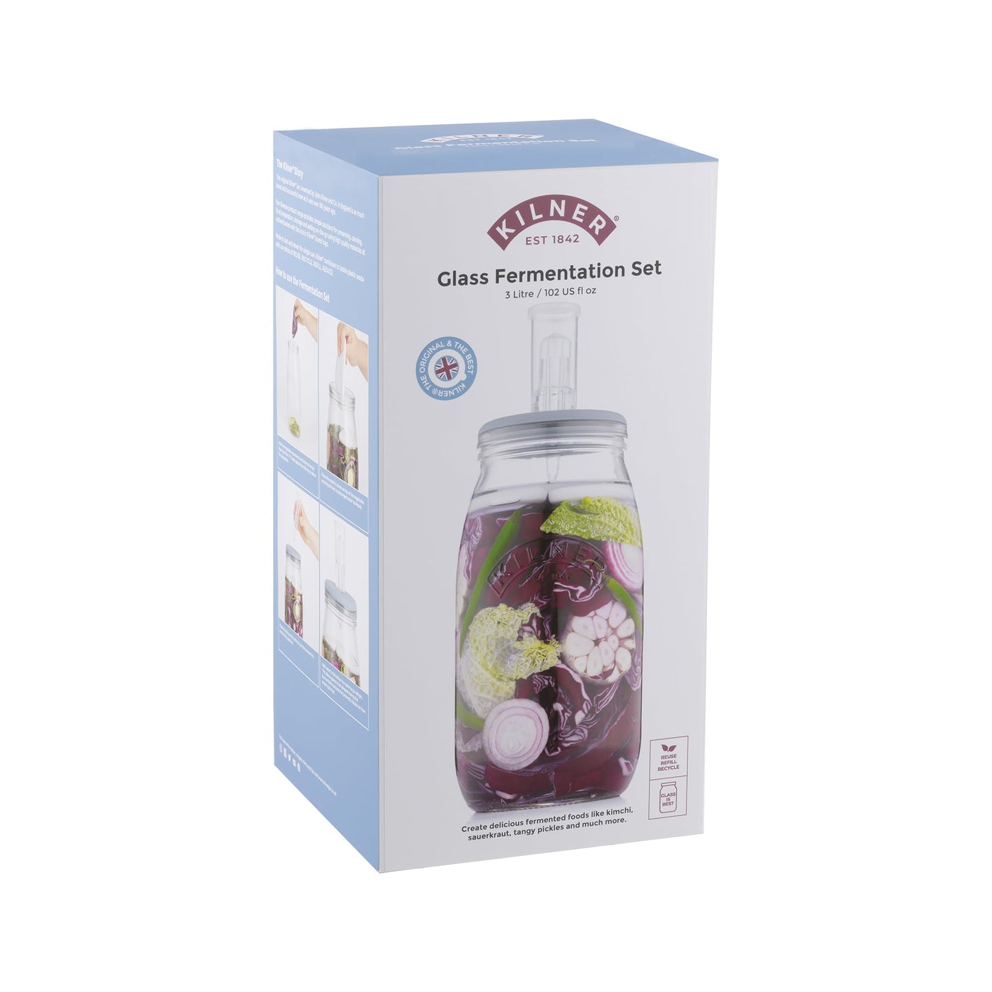 Kilner 3 L Glass Fermentation Set with Silicone Lid 3L