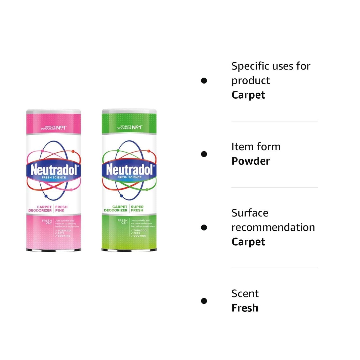 Neutradol Carpet Deodoriser 2 Pack Super Fresh and Fresh Pink Cleaning Product