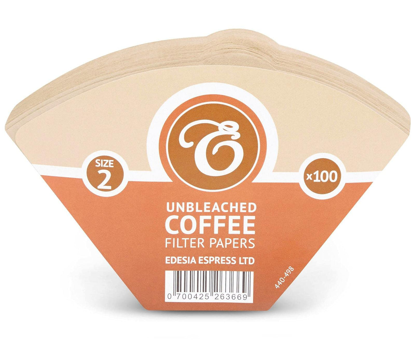 100 Size 2 Coffee Filter Paper Cones, Unbleached by EDESIA ESPRESS