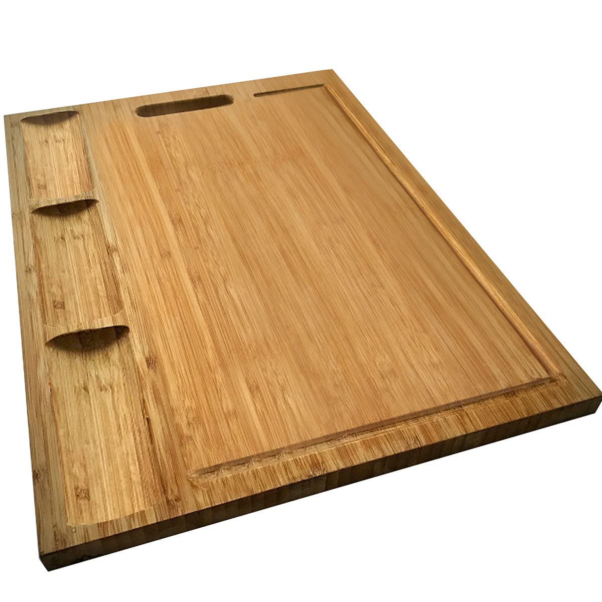 NIUXX Organic Bamboo Cutting Board for Kitchen, Reversible Chopping Board with 3 Built-in Compartments and Juice Grooves, Large Chopping Tray 43 x 32 x 2 cm, Meats Vegetable Bread Fruits Board L (43 x 32 x 2 cm)