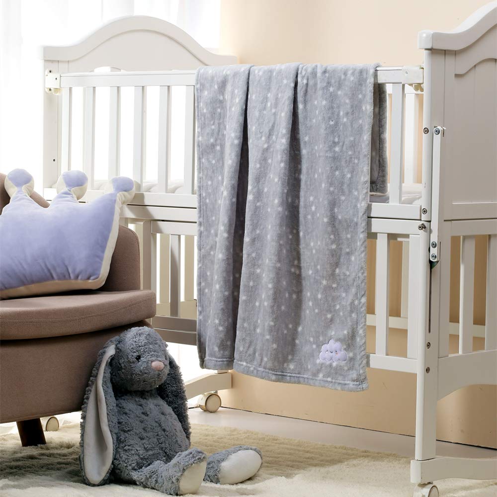 CREVENT Small Fluffy Warm Baby Throw Blanket for Boy and girl Infant Toddler Crib Cot Stroller (75cmX100cm Grey Cloud)