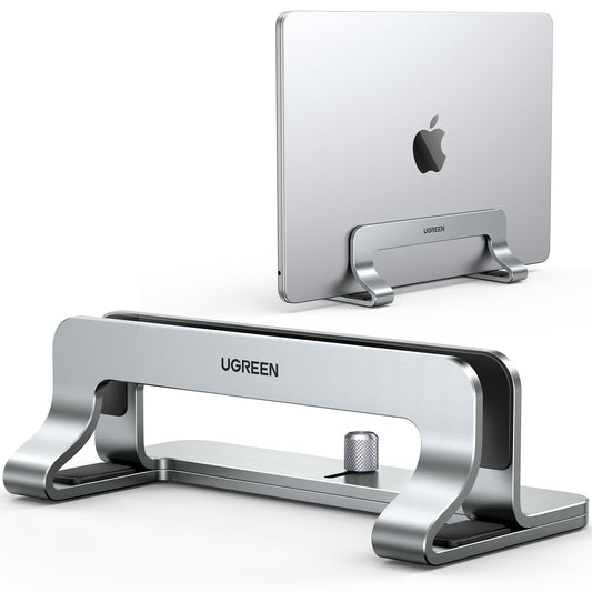 UGREEN Vertical Laptop Stand for Desk Adjustable Laptop Stand, Holder Dock Aluminum Desktop Stand, Compatible for MacBook Air Pro, Microsoft Surface(Grey) Grey