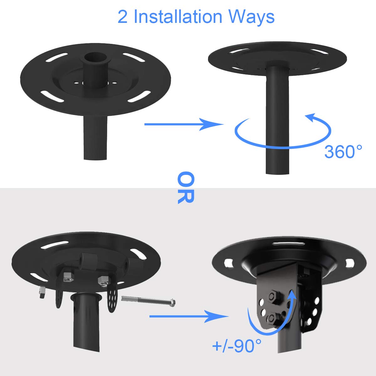 suptek Ceiling TV Mount Fits Most 26-55 inch LCD LED Plasma Panel Display with Max VESA 400x400mm Loaded up to 45kg/100lbs Height Adjustable MC4602 Max 55" TV