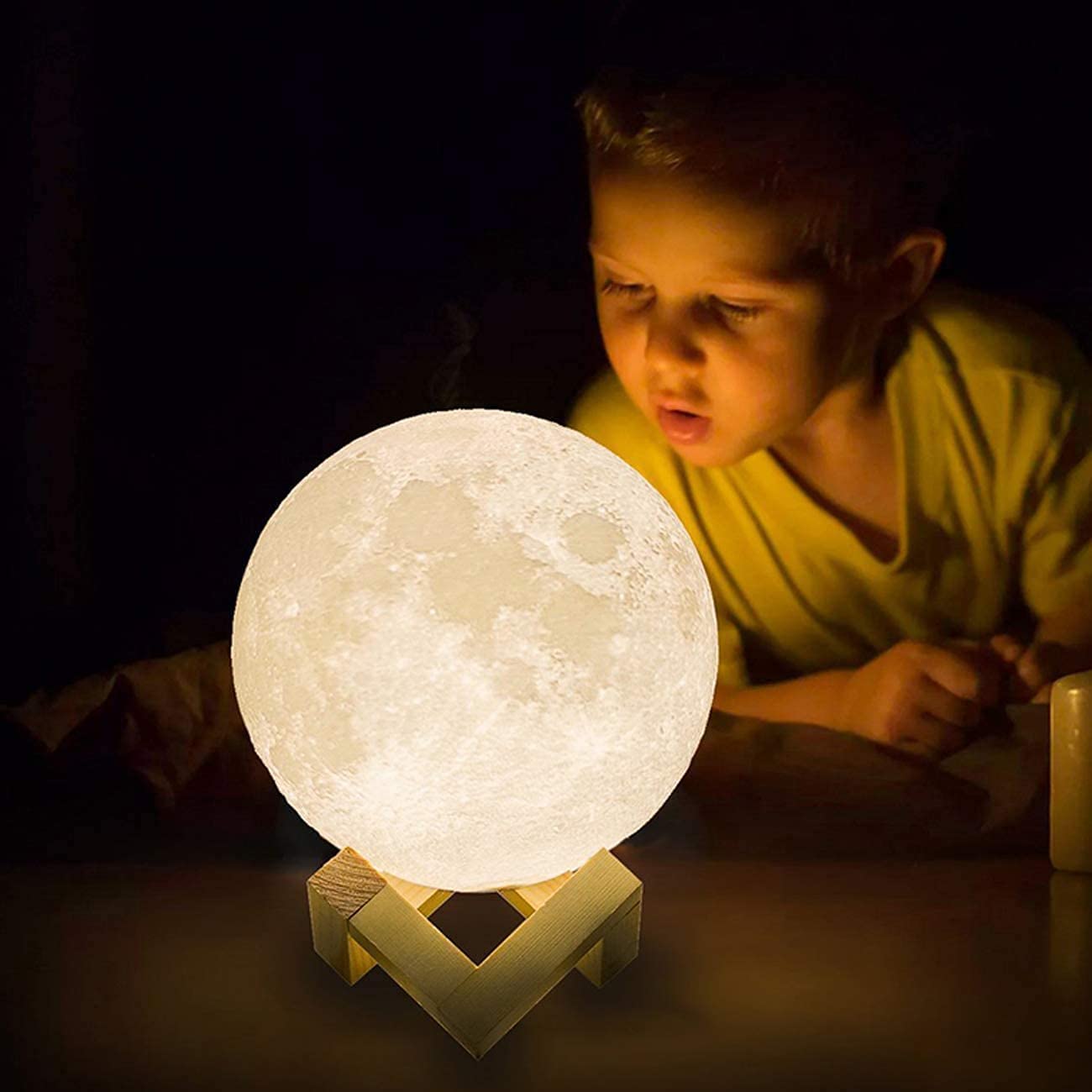 ACED Moon Lamp 2023 Upgrade with Timing 3D Printing Moon Night Light 16 Colours with Wooden Stand Remote & Touch Control and USB Rechargeable Valentines Gift for Her Him Kids Women Men Birthday M 16colors