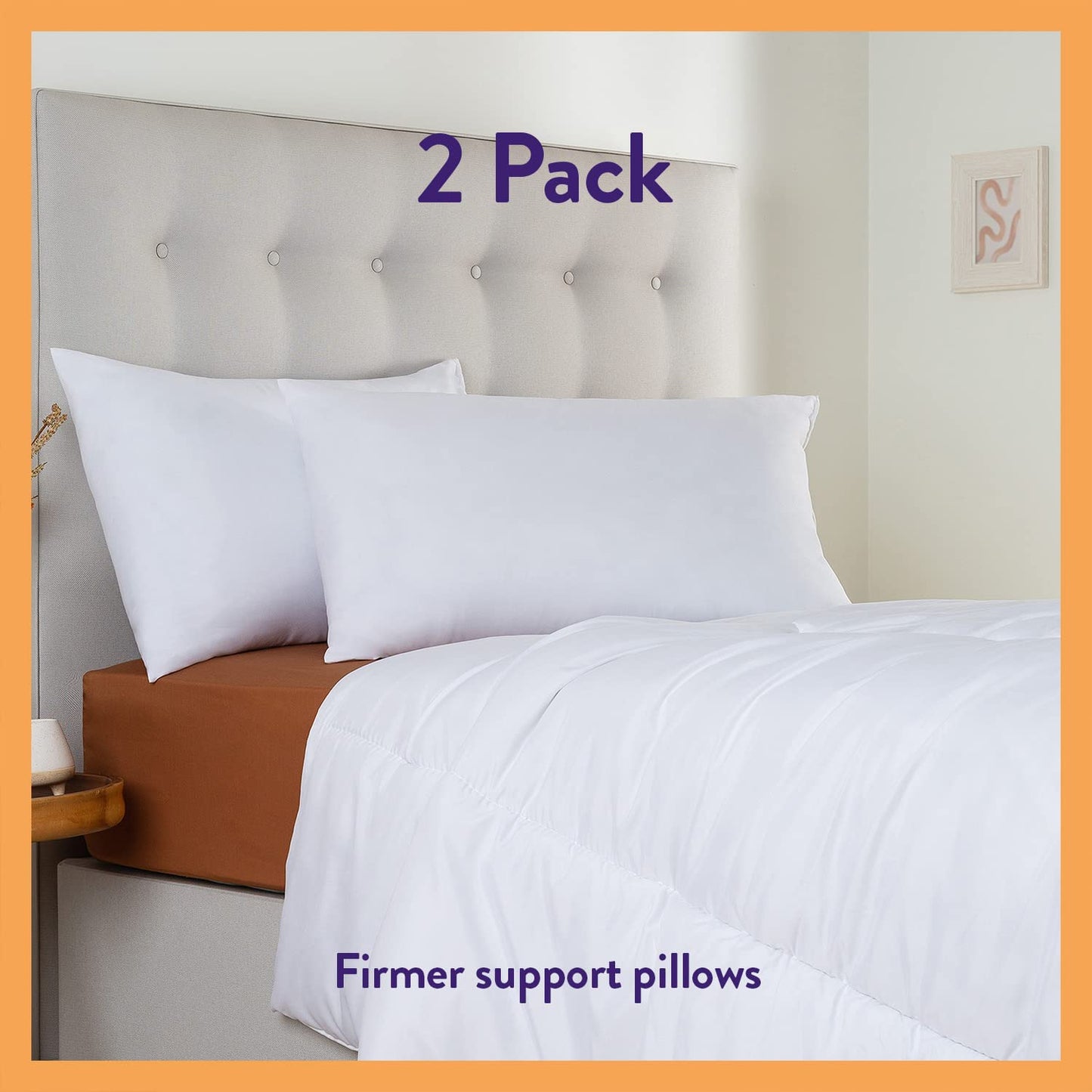 Slumberdown Pillows 2 Pack - Super Support Firm Side Sleeper Bed Pillows for Neck and Shoulder Pain Relief - Comfy & Supportive, Hypoallergenic, Made in the UK, Standard Size (48cm x 74cm)