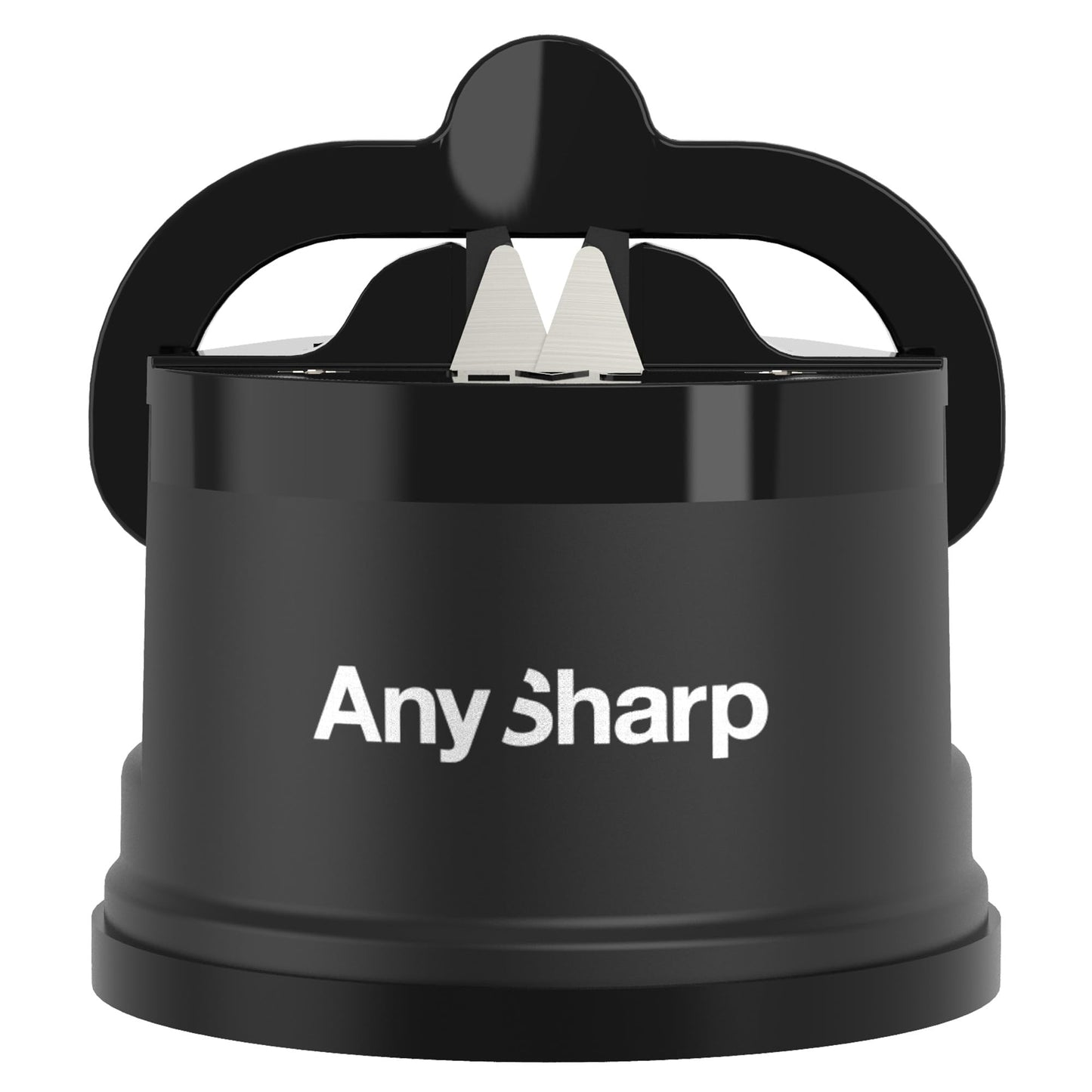 AnySharp Knife Sharpener, Hands-Free Safety, PowerGrip Suction, Safely Sharpens All Kitchen Knives, Ideal for Hardened Steel & Serrated, World's Best, Compact, One Size, Black Classic