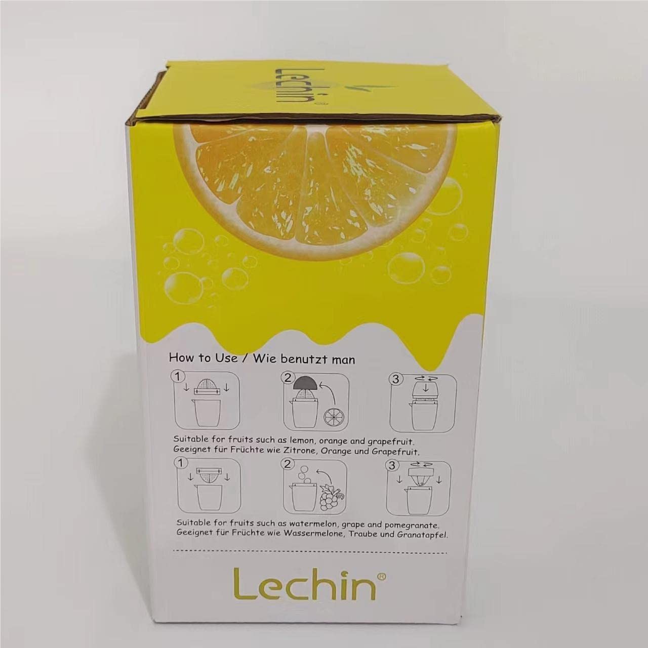 Lechin Lemon Squeezer with Unique Lemon Shape Design Citrus Juicer Manual Two Ways of Use for Different Fruits (Yellow) Yellow