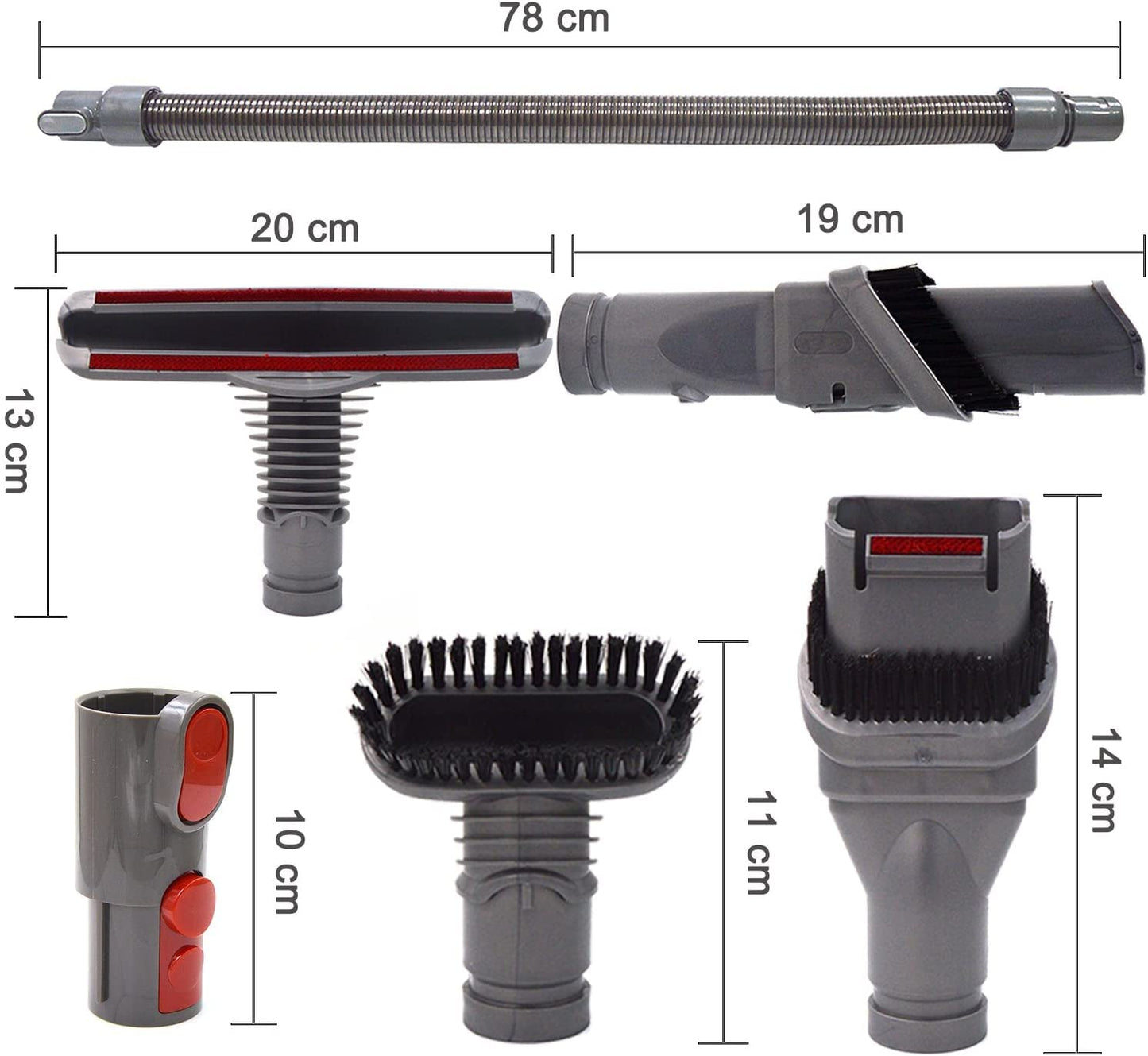 AINUO Accessories Kit for Dyson V8 V7 V6 V10 SV10 SV11 Vacuum Cleaner - Brushes Tools Attachments Set with Extension Hose for Dyson V6 DC34 DC35 DC59 Cordless Vacuum Cleaners (6 in 1)