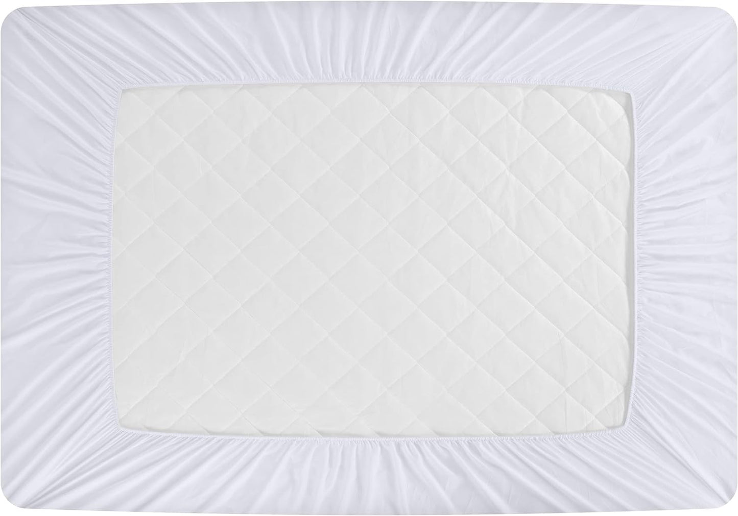 Utopia Bedding Quilted Fitted Mattress Pad King 150x200 cm, Extra Deep Mattress Cover, Mattress Topper, Mattress Protector Stretches up to 38 CM (White) White King - 150x200+38 cm