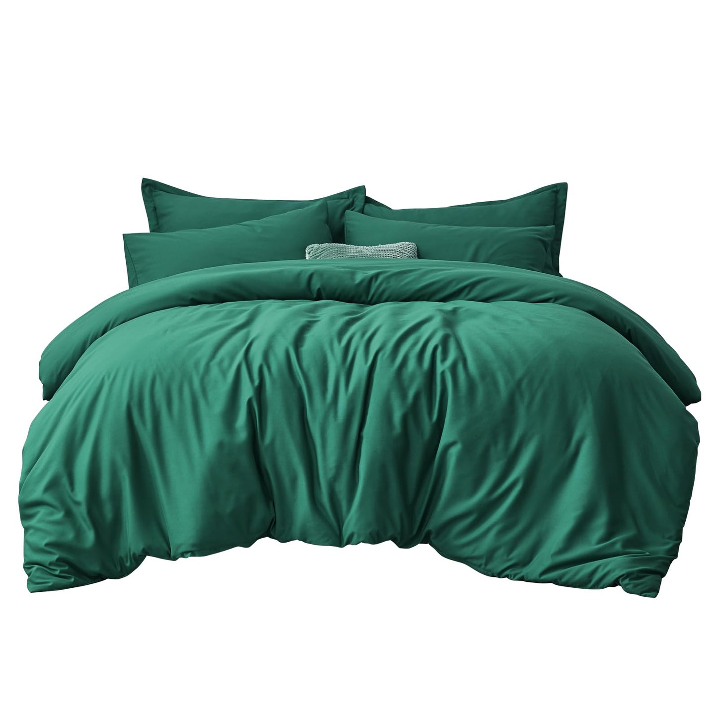 Aisbo King Size Duvet Covers Set Green - 3Pcs Bedding Set Kingsize Soft Brushed Microfiber Quilt Cover with 2 Pillowcases