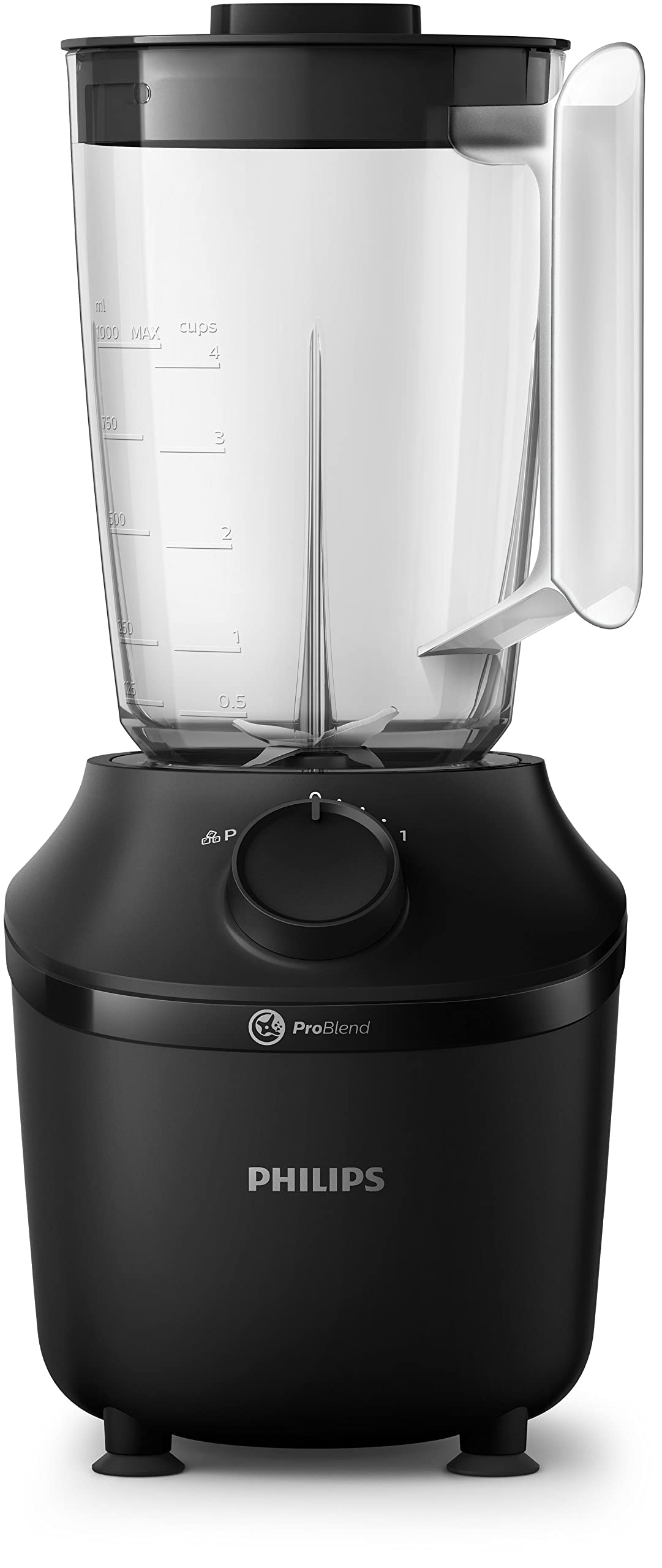 Philips Blender 3000 Series, ProBlend System, 1.9L Maximum Capacity, 1L Effective Capacity, 450W, 1 Speed Setting + Pulse, Plastic Jar, Black, (HR2041/01)