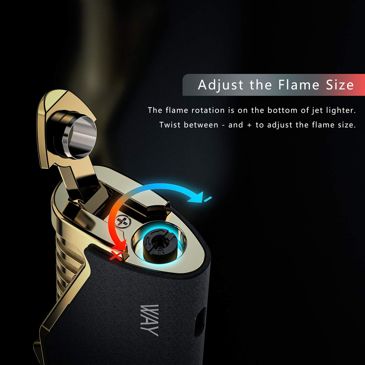 VVAY Triple Jet Flame Lighter Windproof Butane Gas Refillable Turbo Torch Lighter (Sold Without Gas) Black