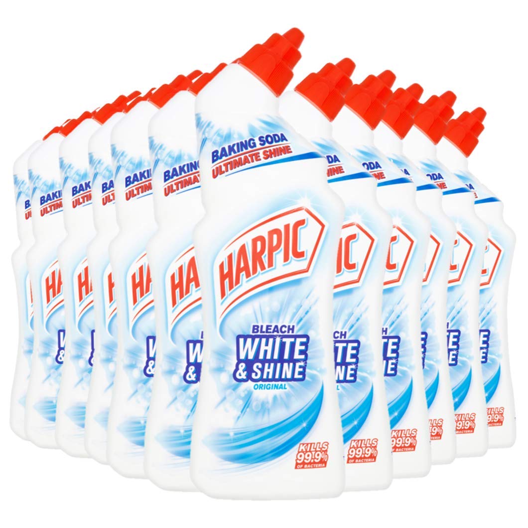 Harpic Toilet Cleaner Bleach White and Shine, Original, Pack of 12 Lemon 1 Count (Pack of 12)