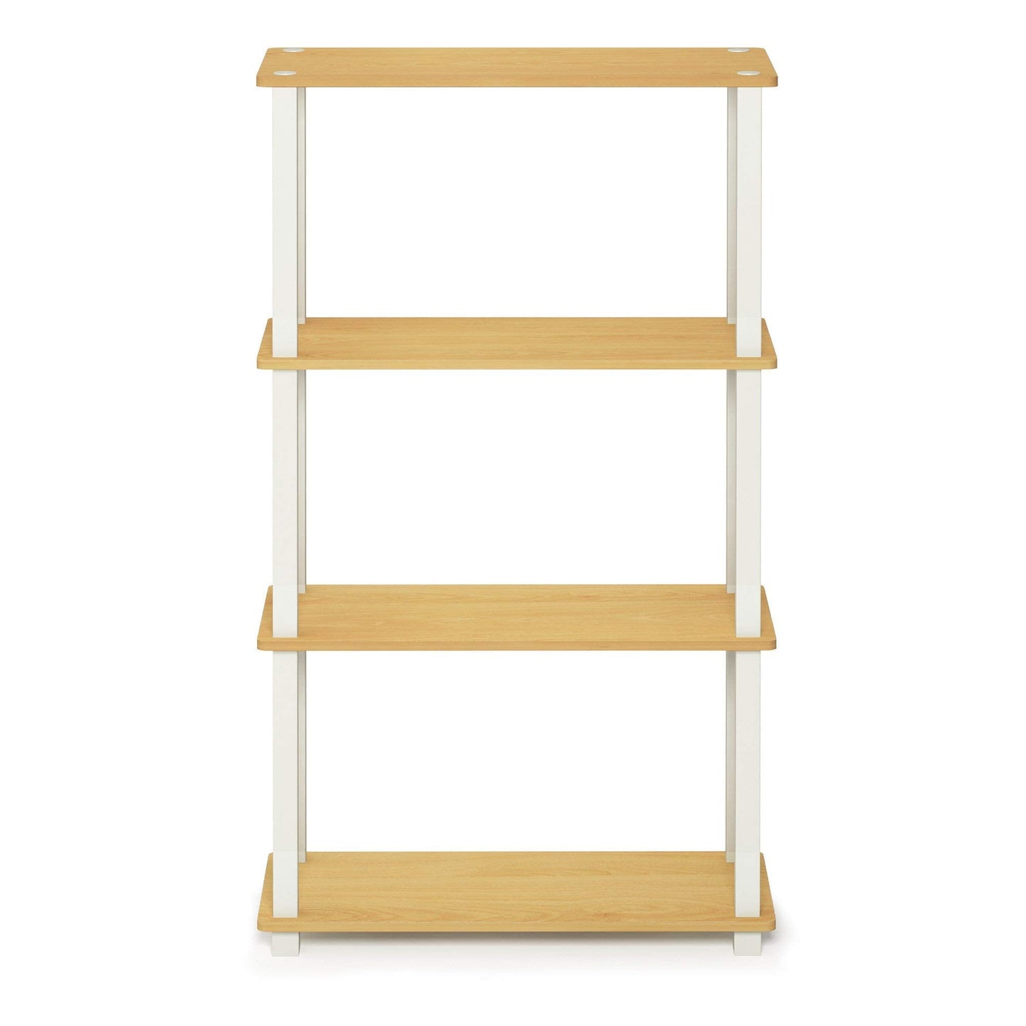 Furinno Turn-S-Tube 4-Tier Multipurpose Shelf Display Rack with Square Tube, Beech/White 4-Tier Square Tube