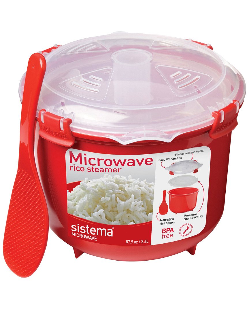 Sistema Microwave Rice Cooker | 2.6 L | Dishwasher Safe Small Rice Cooker | BPA-Free | Red Single