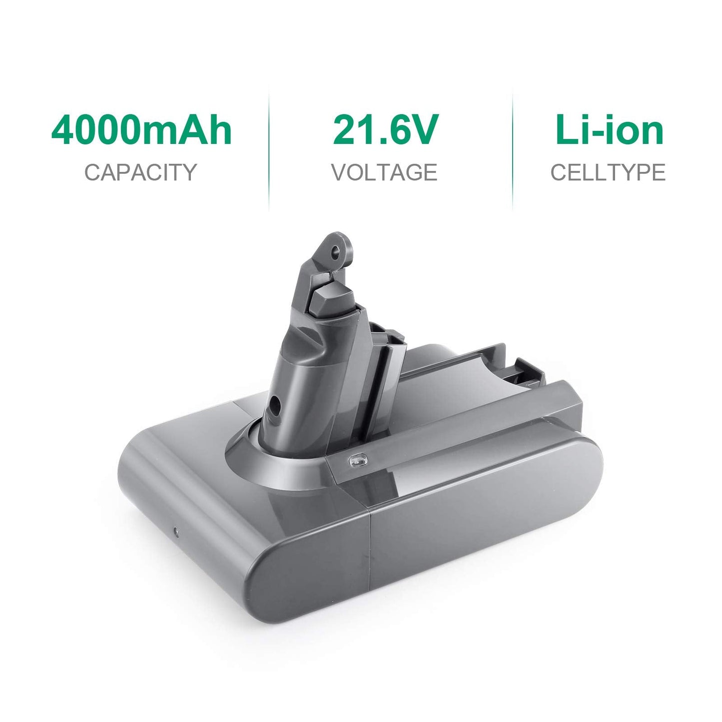 BAKTH 21.6V 4000mAh Replacement Li-ion Battery Compatible for Dyson V6 Animal Absolute Motorhead Slim DC58 DC59 DC61 DC62 DC72 DC74 SV03 SV04 SV05 SV06 SV07 SV09 Cordless Handheld Vacuum