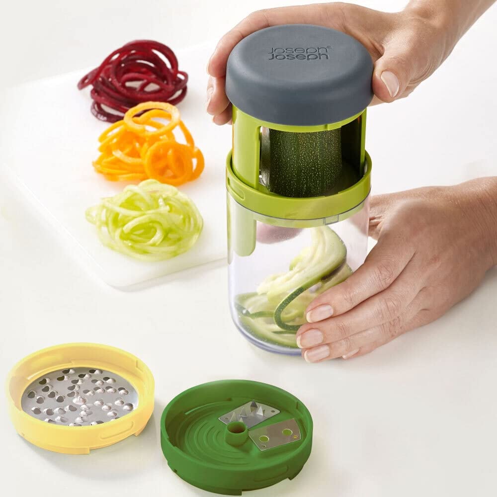 Joseph Joseph Spiro Hand Held Vegetable Slicer Spiralizer, Spaghetti Zoodle Zucchini Noodle Food Maker Spiraliser- Green Multicolour Classic Single