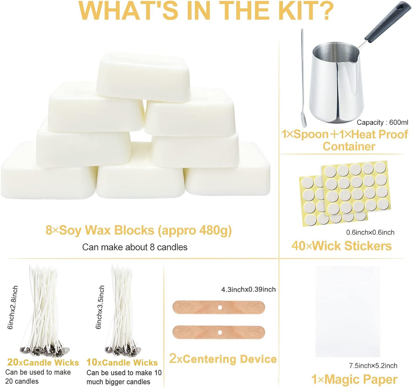 Candle Making Kit,Candle Making Supplies Include Soy Wax for Candle Making,Candle Wax Melting Pot,Magic Paper,Candle Wicks and More-Full Candle Making Kits for Adults Beginner,Make Your Own Candles Full Magic Candle Making Kit