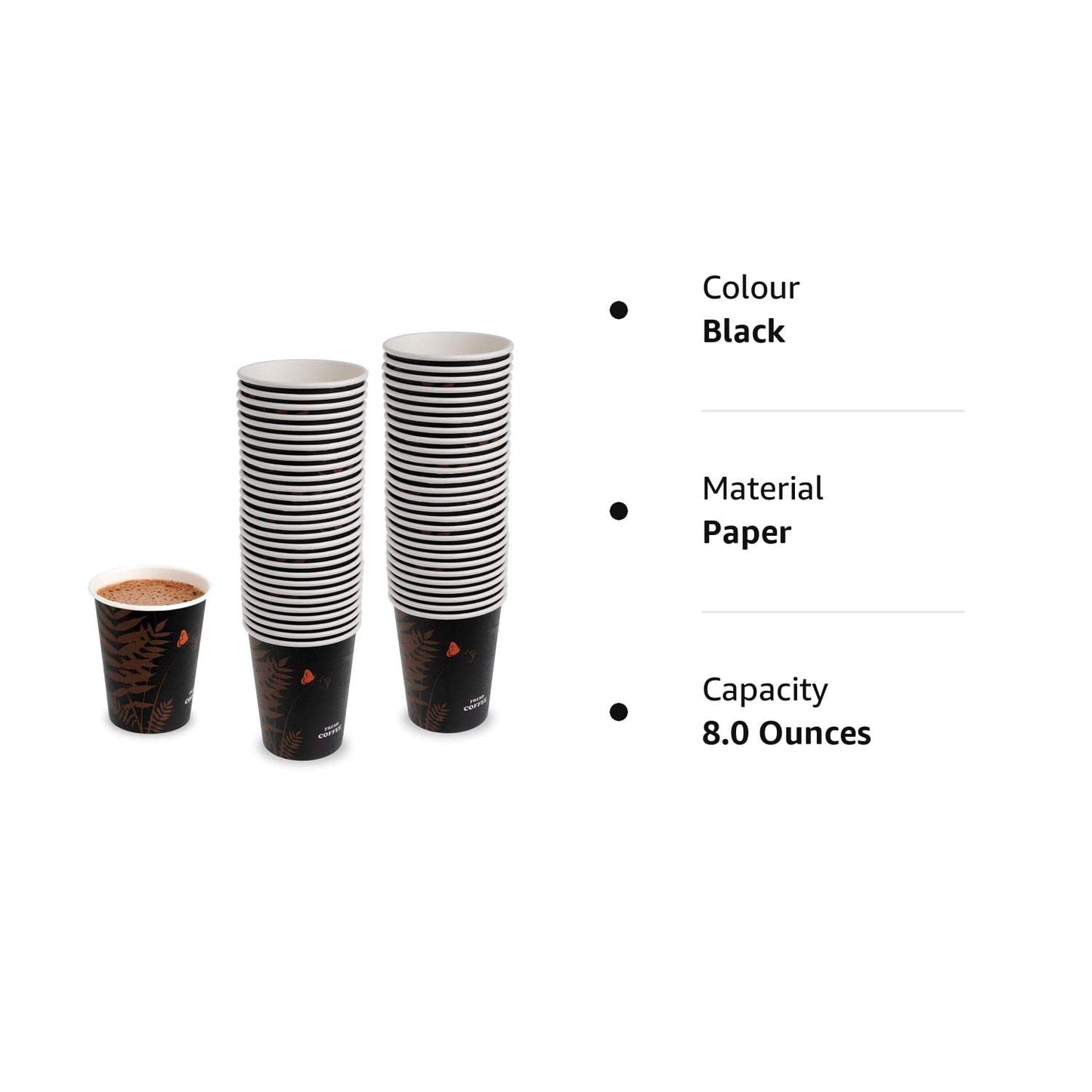 Premium Range 50 Pack, Paper Coffee Cups | Disposable Cups for Hot Drinks | Drinking Cups Great for Hot Coffee, Tea & Cold Drinks