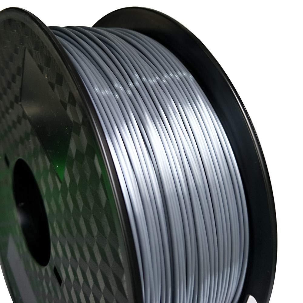 Silk Silver PLA Filament 1.75 mm 1KG 3D Printer Filament 2.2 LBS 3D Printing Material Shine Silky Shiny Metallic Metal Silver Color CC3D Silk Metal PLA Filament Silk Silver