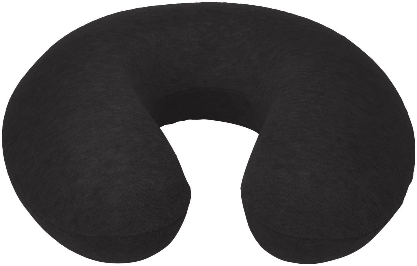 Amazon Basics Memory Foam Travel Neck Pillow with Removable Cover and Elastic Carrying Strap, Black, Semicircular