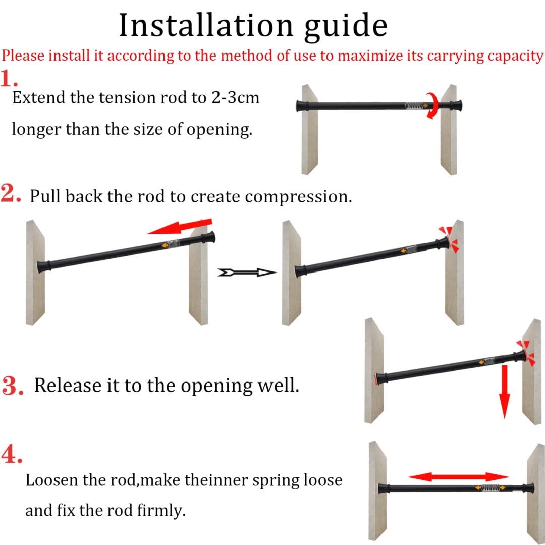 1PC Extendable Curtain Pole Telescopic Spring Tension Rod No Drilling Curtain Rod Adjustable Pole for Wardrobe Window,Shower,Bedroom,Doorway(110-200cm/43.3-78.7Inch,White) White 110-200CM/44-78Inch(1PC)