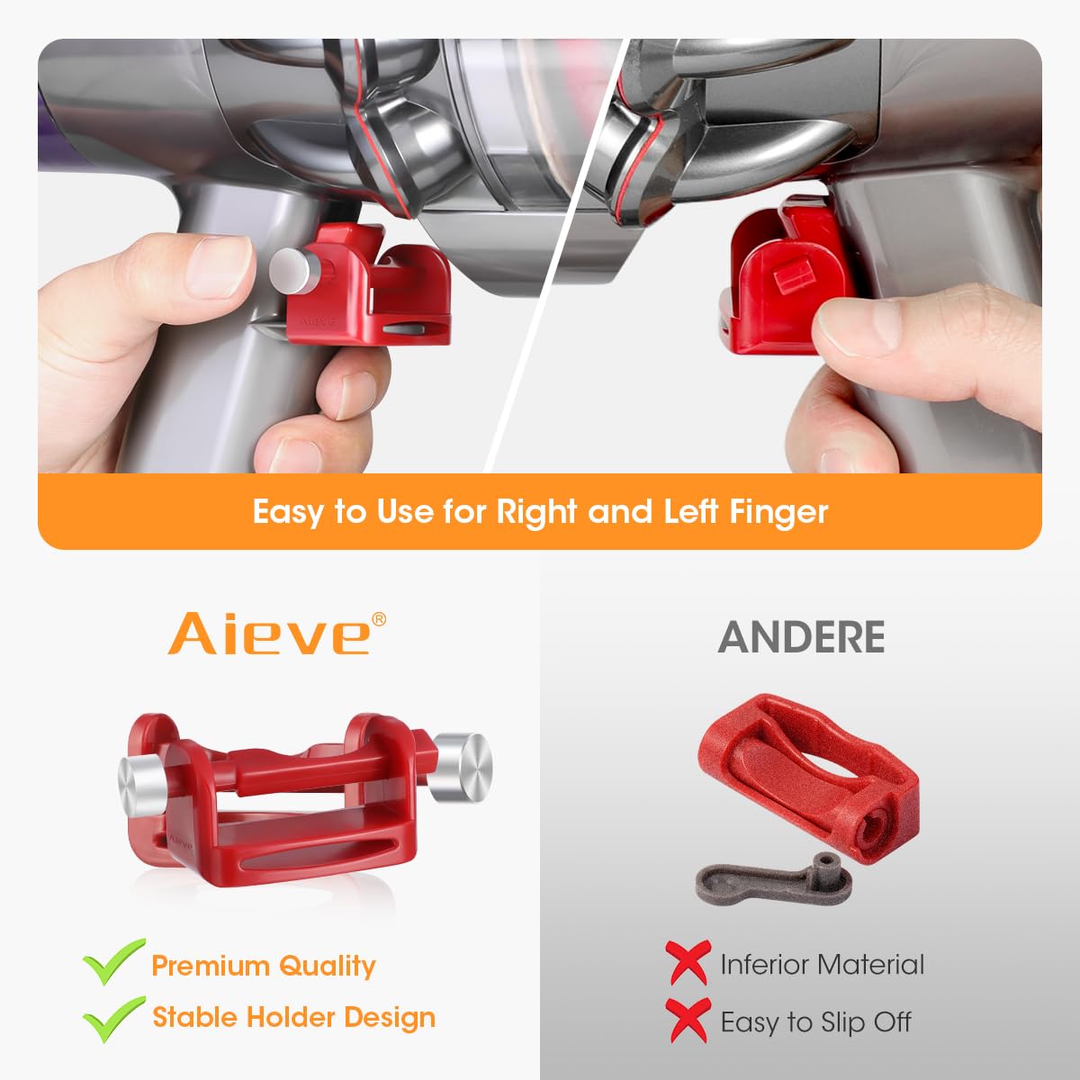 Aieve Trigger Lock for Dyson Vacuum Cleaner,Trigger Lock Power Button Off/On Switch Accessory Holder for Dyson V15 V11 V10 Absolute/Animal/Motorhead Vacuum Cleaner,Free Your Finger