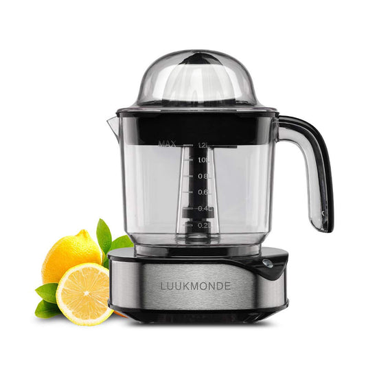 Electric Citrus Juicer 1.2L Large Volume - Orange Juicer with powerful motor and LED working lamp - Electric Lemon Squeezer for orange lemon lime grapefruit by LUUKMONDE 1.2l/Black