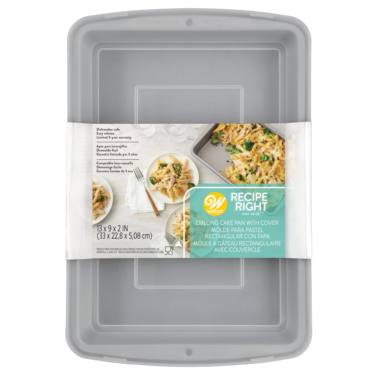 Wilton 2105-962 Rectangle Baking Tin, Recipe Right, Non Stick 33 x 22.8 x 5 cm (9 x 13in) , Silver Covered