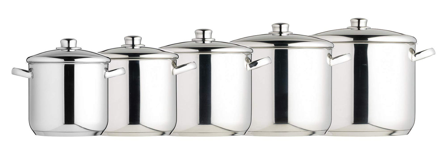 MasterClass Stock Pot, Induction-Safe Stainless Steel Stock Pot with Lid, Large Stock Pot for soups, stews and stock, Mirror Polished, 7 Litres, Silver 7 Litre Single