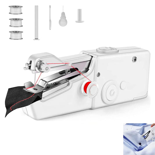 Joomouney Sewing Machine, Mini Sewing Machine Handheld, Cordless Portable Electric Sewing Machine with Sewing Accessories for Beginners, Suitable for Clothing, Curtains, DIY Home Travel(White)