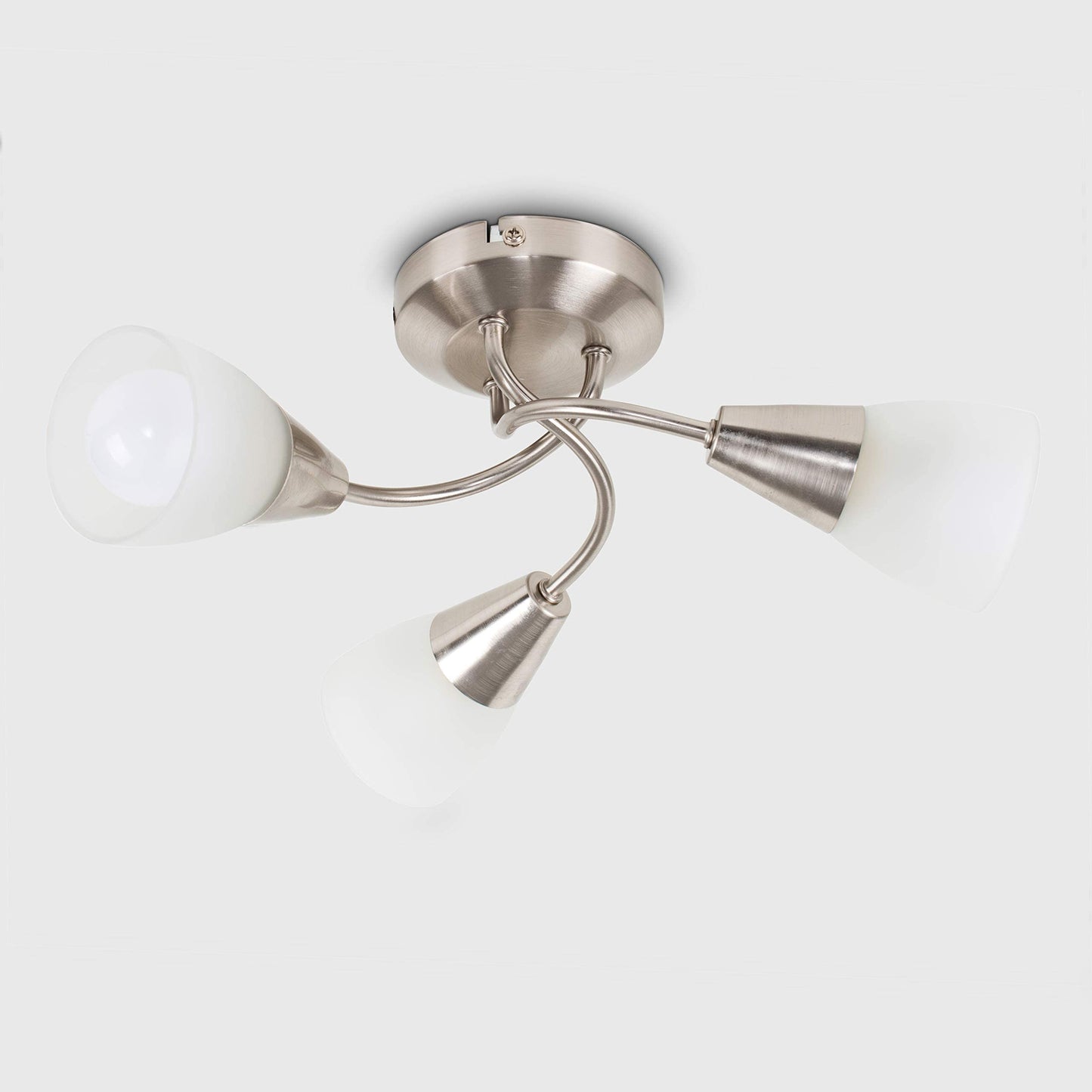 MiniSun Modern 3 Way Brushed Chrome Ceiling Light Fitting with Frosted Glass Shades Ricardo