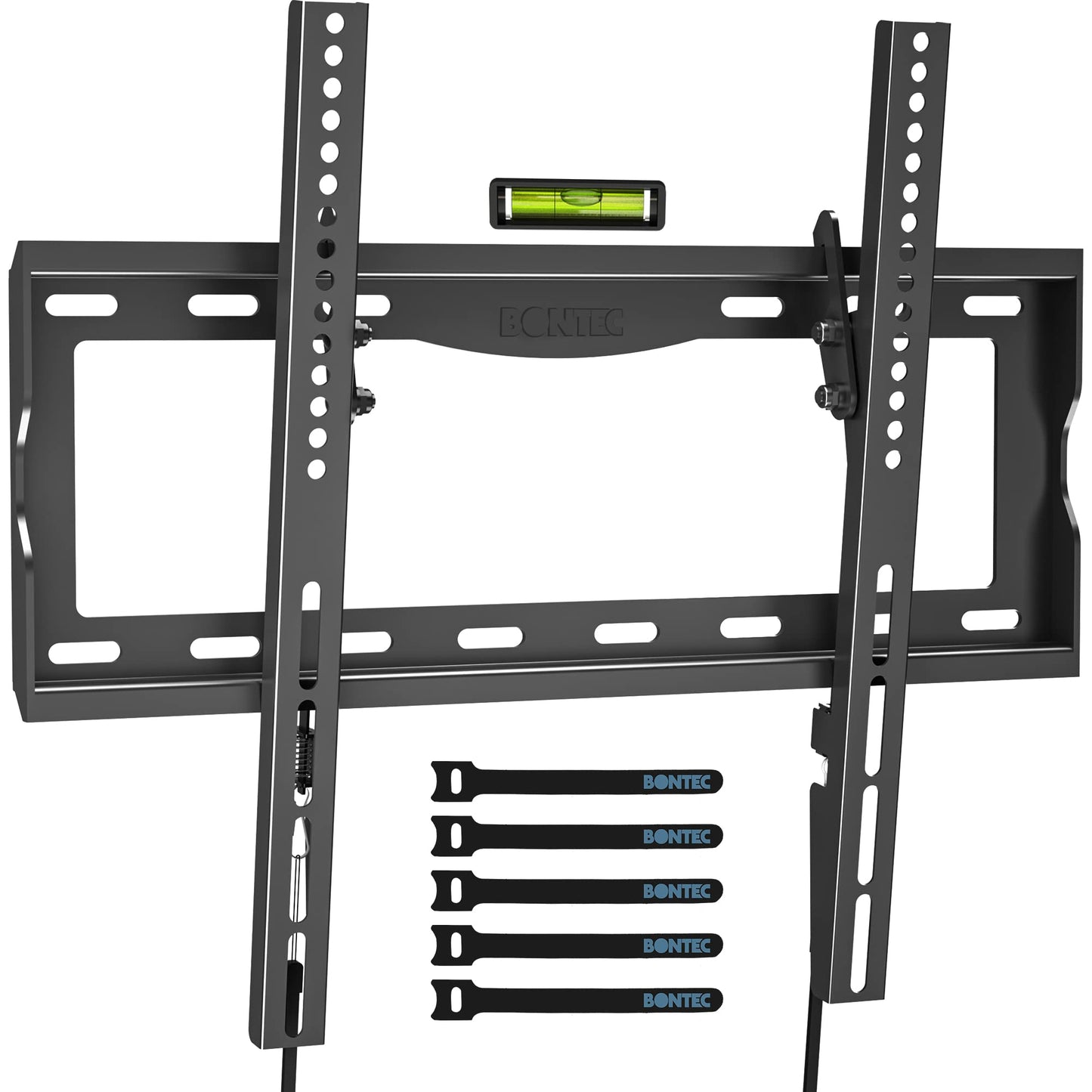 BONTEC TV Wall Mount Bracket for Most 26-65 inch LCD/LED/OLED Flat Curved TVs, Tilt Slim TV Wall Bracket up to 55kg, Max VESA 400 x 400mm, Bubble Level and Cable Ties included