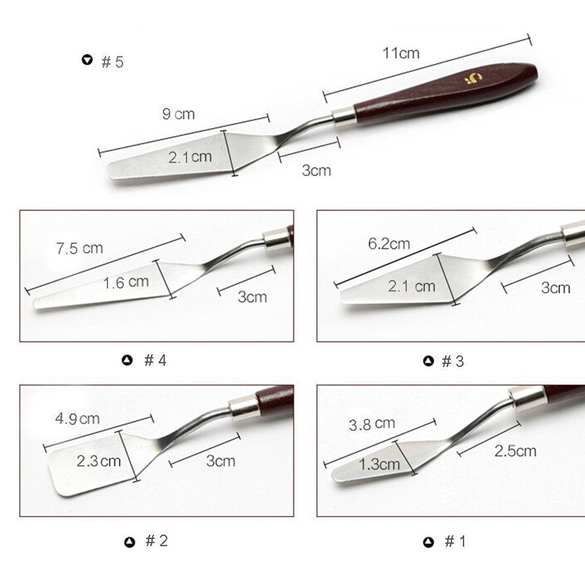 5-Piece Painting Knife Set, GoFriend Stainless Steel Spatula Palette Knife Painting Mixing Scraper Oil Painting Accessories Color Mixing