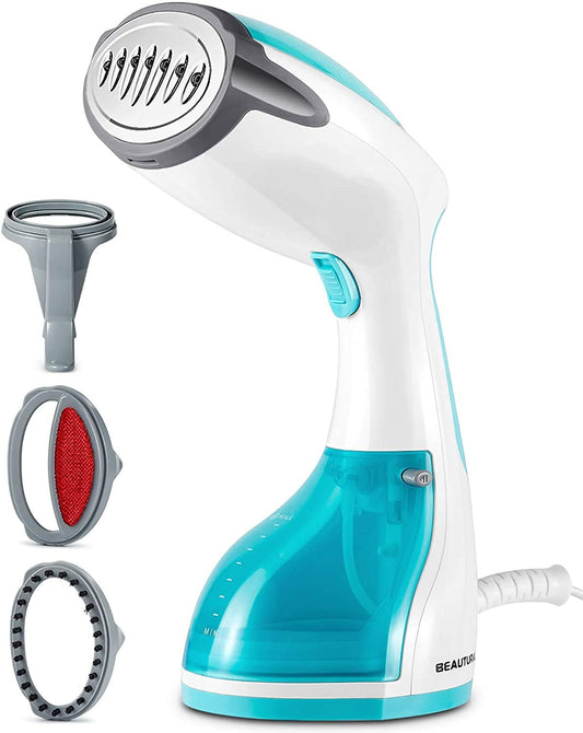 BEAUTURAL Steamer for Clothes, Portable Handheld Garment Fabric Wrinkles Remover, 30-Second Fast Heat-up, Auto-Off, Large Detachable Water Tank Aqua