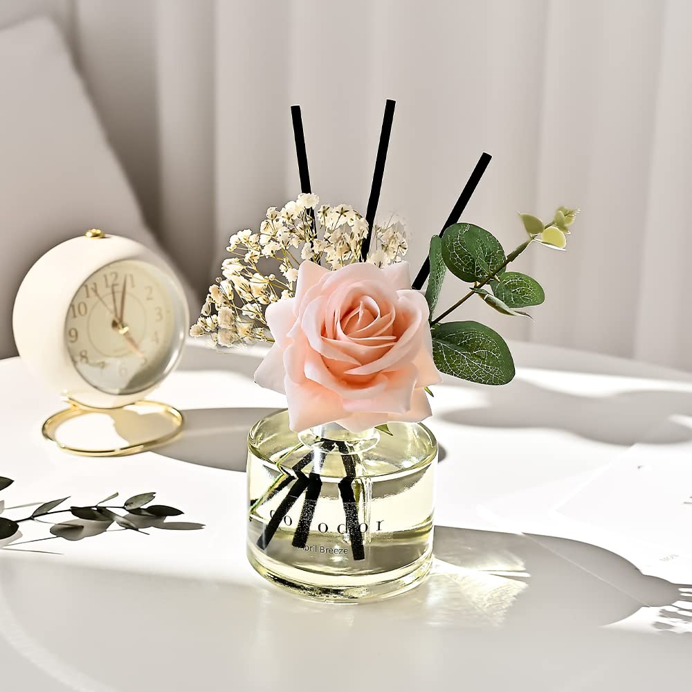 [COCODOR/Rose Perfume] Reed diffuser oil 200ml with Rose, Eucalyptus and Preserved Flower sticks. Best for Home, Kitchen, Bathroom. Diffusers with Sticks Rose/200ml/1Pack Rose Perfume