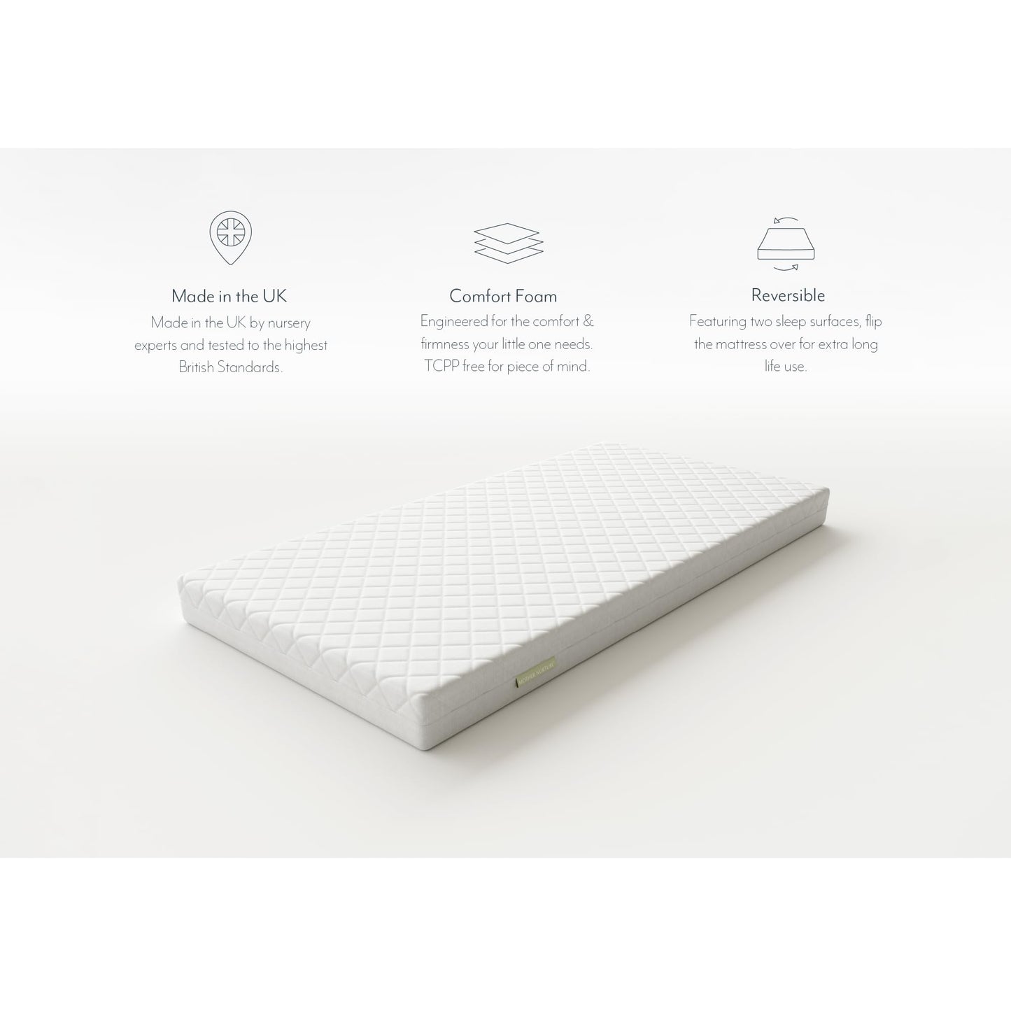 Mother Nurture Classic Quilted Foam Travel Cot Mattress, Polyurethane, 120 x 60 x 5 cm 120 x 60 x 5 cm - Foam