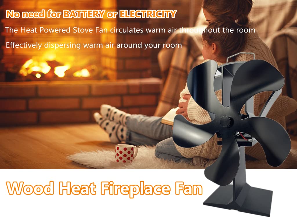 Tomersun 5 Blades Log Burner Fan for Wood Burning Stoves Wood Burning Stove Fans Heat Powered Stove Fan… Updated 5 Blades