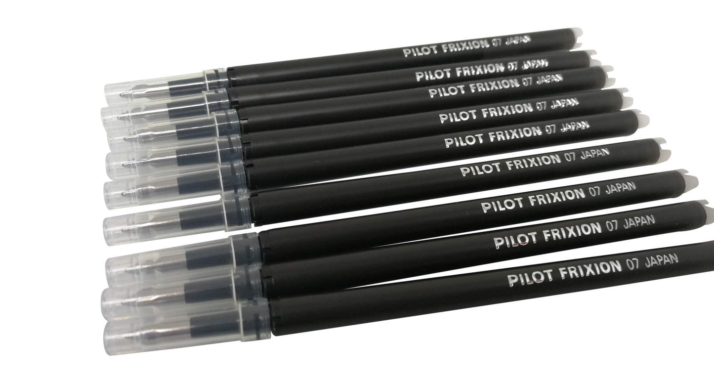 Frixion Erasable Pens, Bundle of 9 Refill Black Gel Ink Fine Point 07 #.1 Pack (Black)