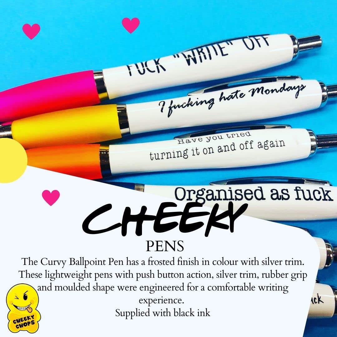 Cheeky Chops Pack of Ballpoint Pens - Funny Pen Set For Colleagues - Funky Stationery Quirky Gift - Office Desk Accessories - Rude Pen Set - Funny Friend Gift (The 10 Pack) The 10 Pack