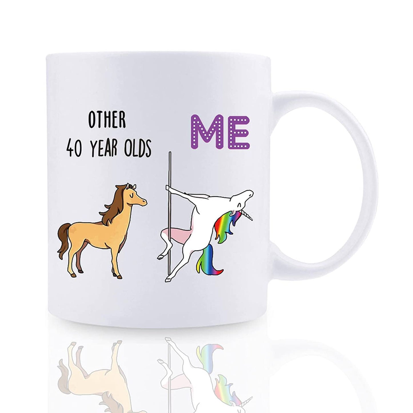 OMNIQI 40th Birthday Gifts for Women Men, 11 oz Novelty 40 Years Old Coffee Mug for Best Friend, Funny 40th Mug Birthday Decorations Forty Birthday Gift 40-unicorn