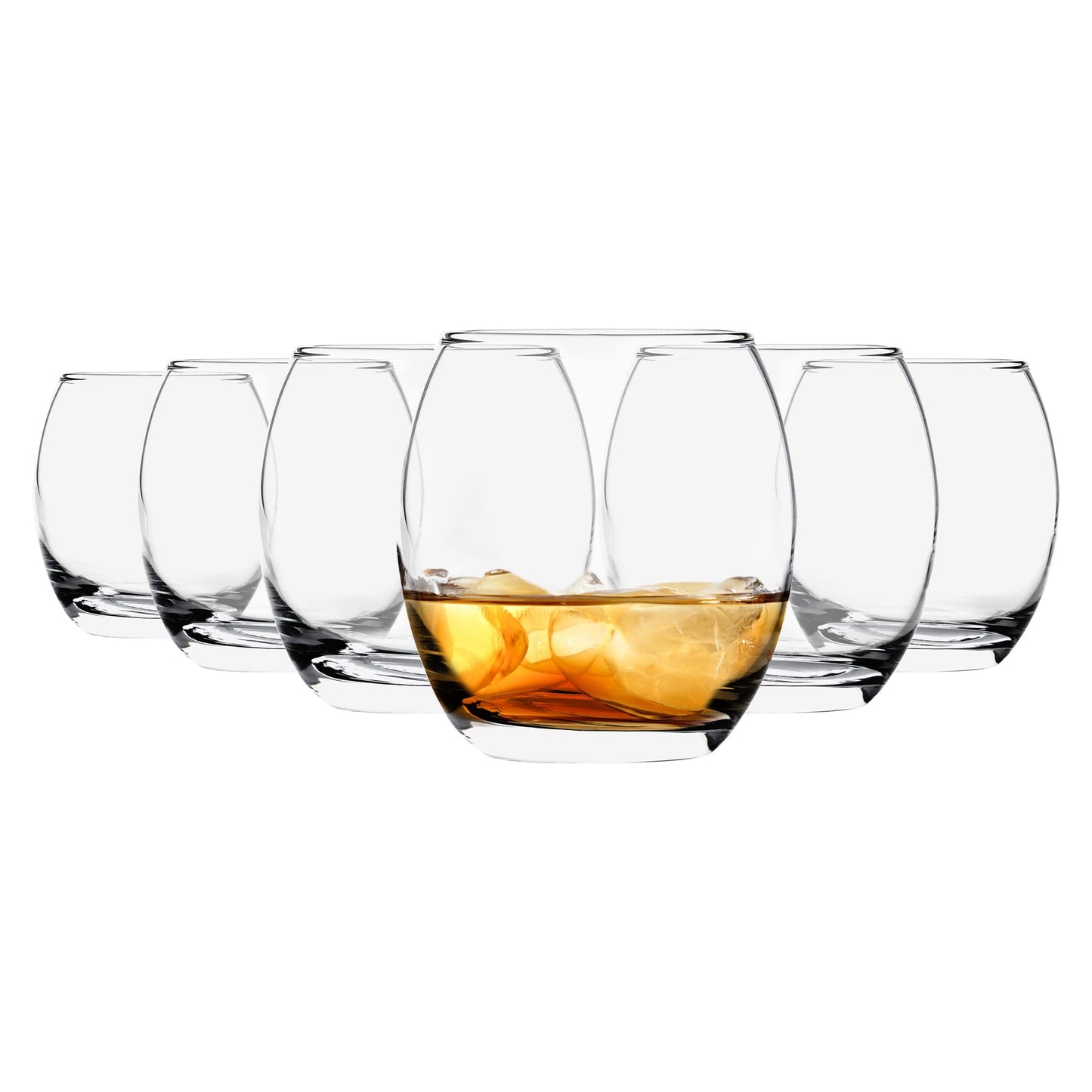 Argon Tableware Tumbler Whisky Glasses - Pack of 6-405ml - 'Tondo' Range - Modern Hiball Cocktail Juice Water Drinking Tumblers Set - Dishwasher Safe