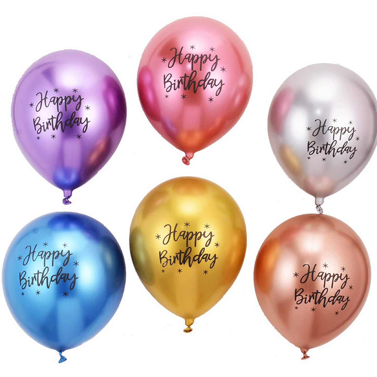 Happy Birthday Metallic Balloons,20 PCS 12 Inch Shiny Metallic Balloon Latex Balloon Happy Birthday Balloons 20pcs