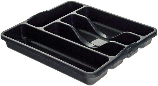 WHAM Plastic Kitchen Cutlery Tray Organiser Rack Holder Drawer Insert Tidy Storage - Midnight