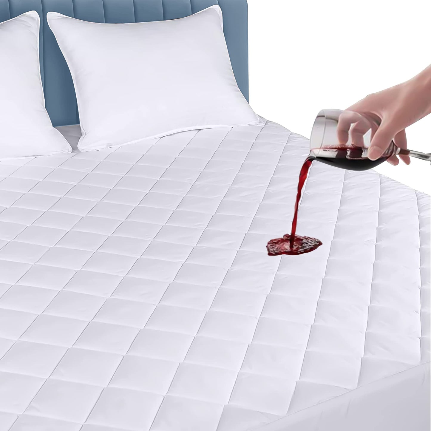 Sunshine Comforts Microfiber Quilted Waterproof Kingsize Mattress Protectors King Size - 30cm Deep Stretch Skirt King Size Mattress Protector Non-Noisy King Size Mattress Protector (150x190cm) White King - New Edition (Waterproof)