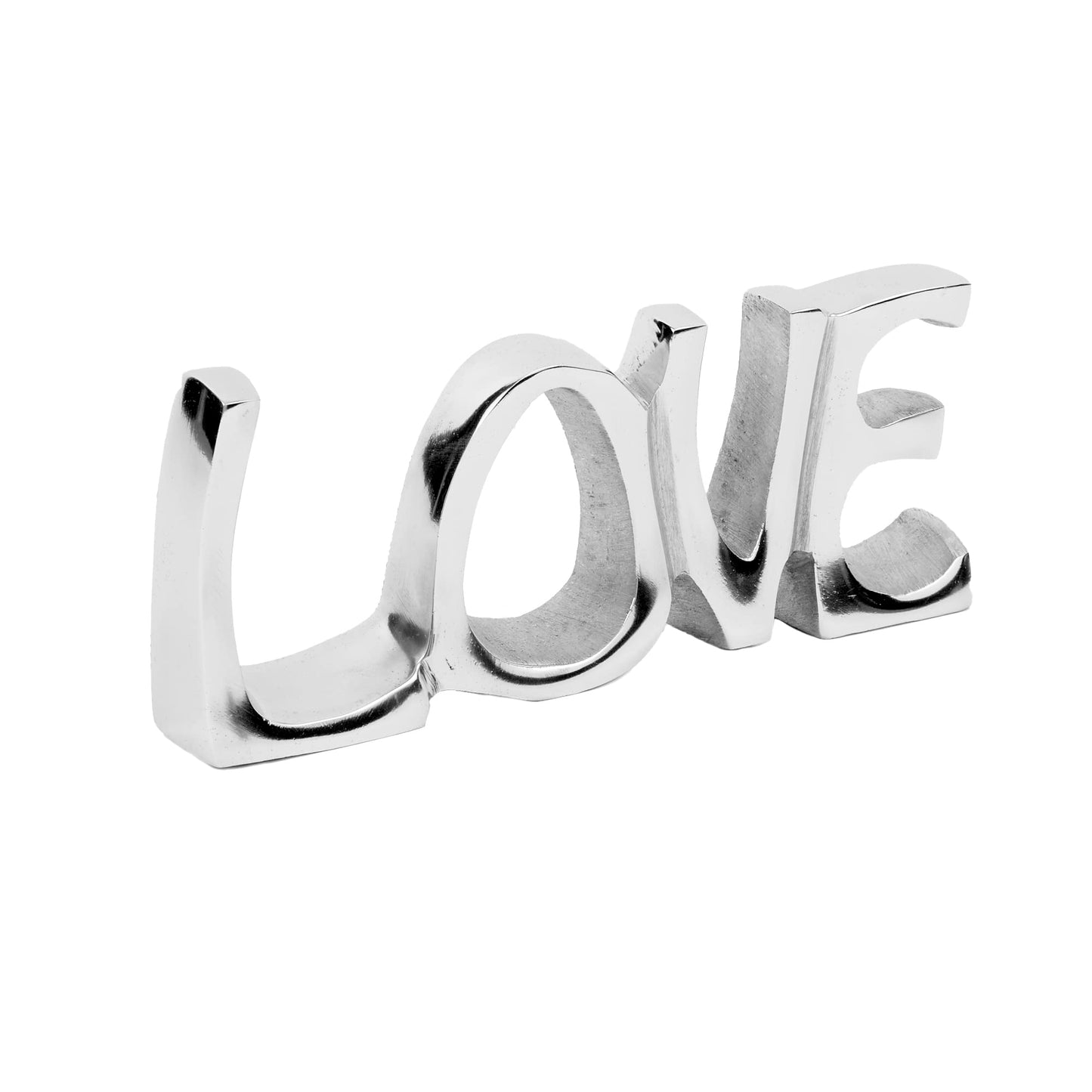 Paper High Recycled Metal 'Love' Sign | 20cm x 8.5cm | Fair Trade and Handmade | Metal Fireplace Ornament Gift New Home Decor