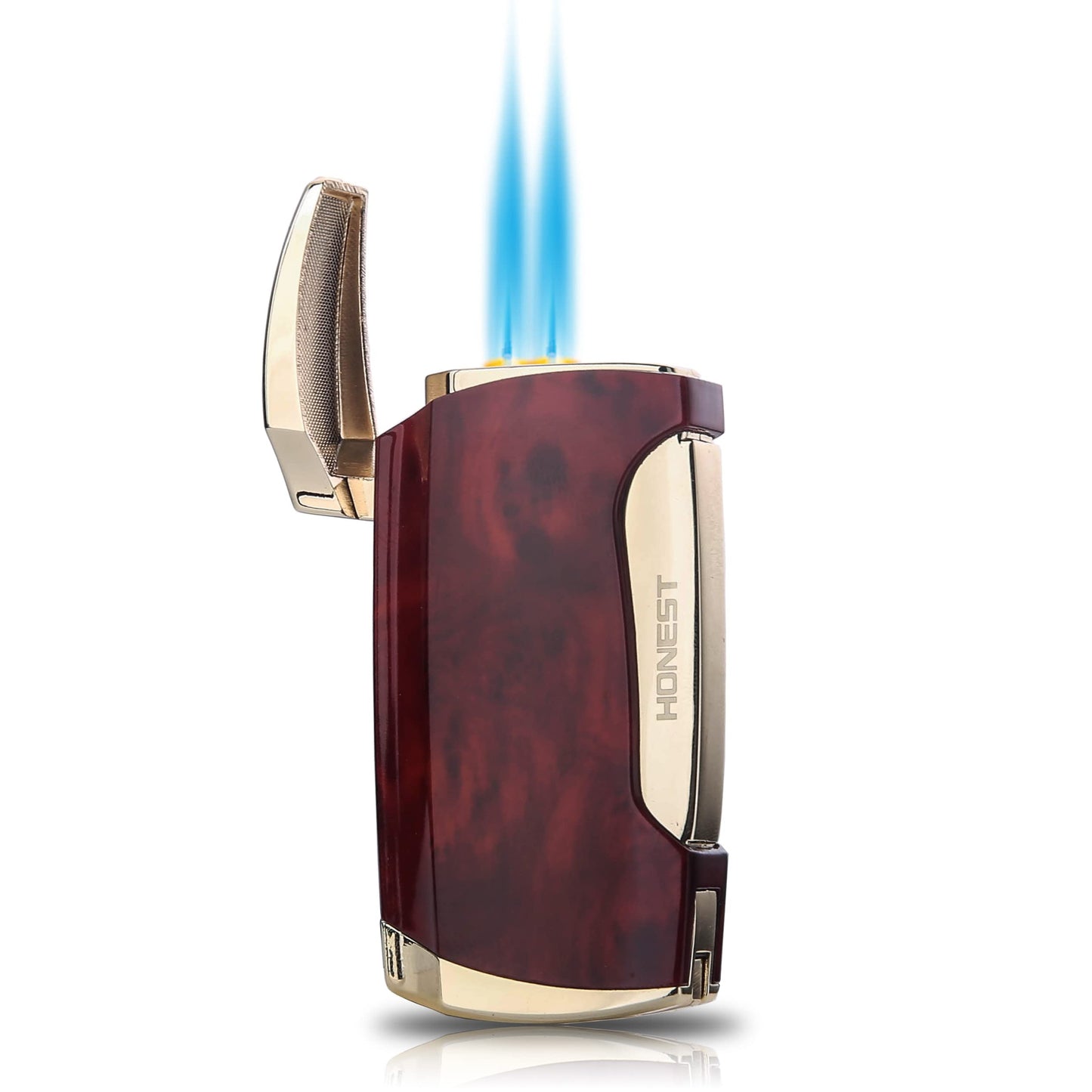 Torch Lighter Double Jet Flame Cigar Lighter with Cigar Punch Cutter (Brown Grain-E) Brown Grain-e