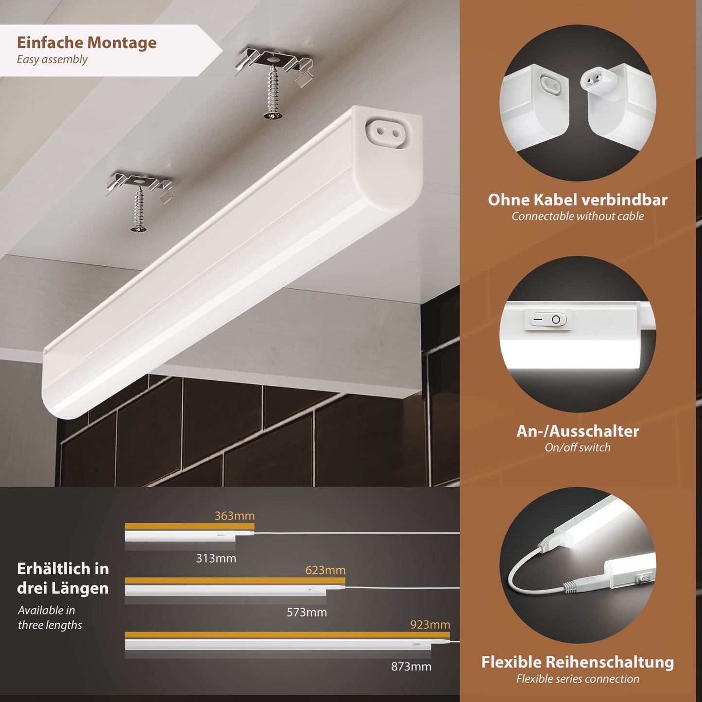 Parlat LED Under-Cabinet luminaire Rigel, 31.3cm, 445lm, White, BS Set of 1 31.3cm / 445lm