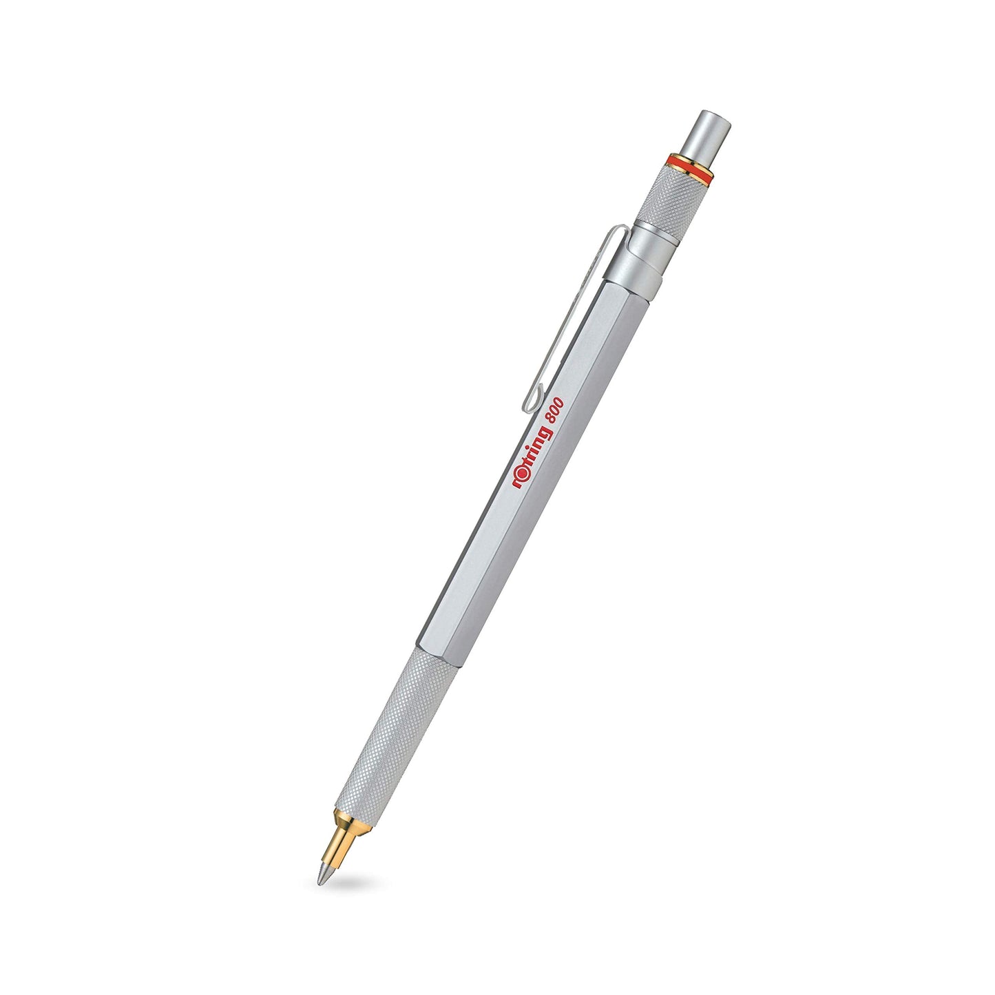 rOtring 800 Ballpoint Pen | Medium Point | Black Ink | Silver Barrel | Refillable Silver Barrel / Blue Ink