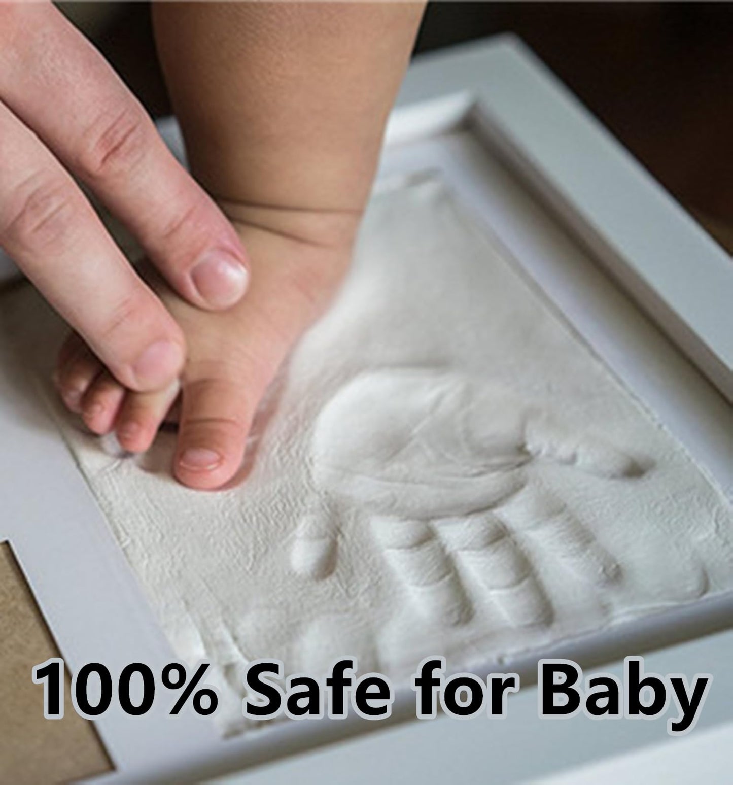 PewinGo Footprint & Handprint Clay Kit, Baby Photo Frame Kit for Newborn Baby Girls and Boys, Baby Shower Gifts,Baby Registry, New Parents Gift, Perfect Baby Memory and Nursery Room Decoration White